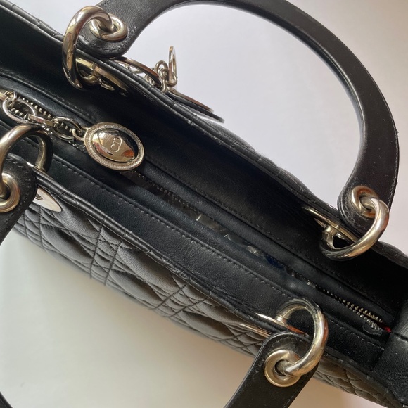 CHRISTIAN DIOR Black Medium Cannage Lady Dior Bag - Picture 13 of 15